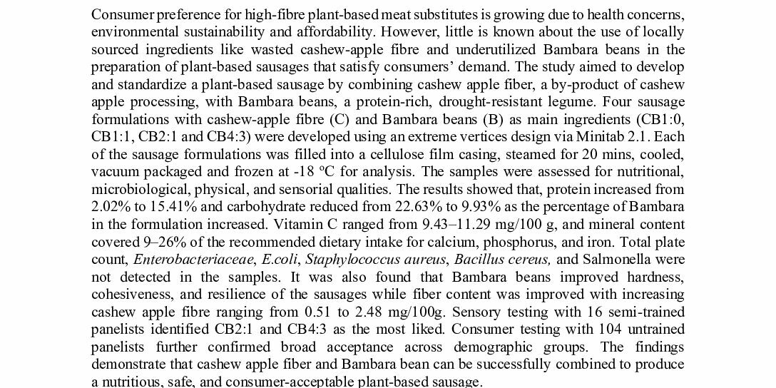 Full paper_ Cashew Apple fibre sausage_September 2025_submitted_2